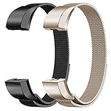 Oitom For Fitbit Alta HR Accessory Bands and For Fitbit Alta Band, (2 Pack Black+Champagne, Small 5.1
