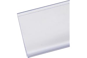 Shelf Label Strips, Pro Painter 50 Pack Self Adhesive 1.5”H Shelf Strip Price Tag Holder for Plastic, Metal and Wood Gondola Shelf, Clear Plastic Front/Clear Back Sign Holder for 48” Long Shelf