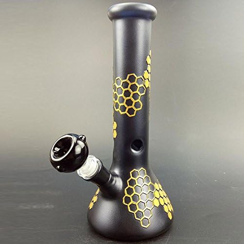 Duozhi Handcrafted Glass Art Makings Smoking Bottle, Black, 9.5 inches Tall