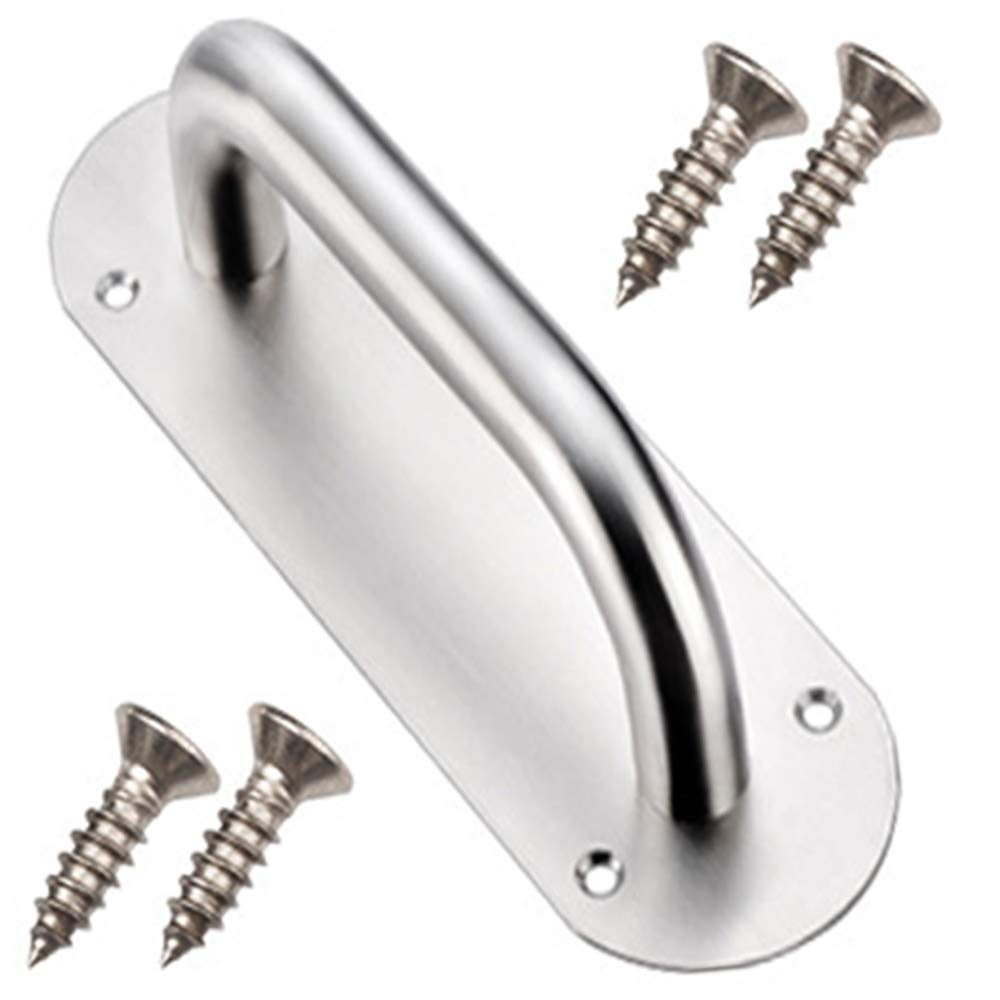 Mnixy1 Piece Stainless Steel Pull Push Door Handles Toilet Door Cupboard Handle Sliding Gate Handles for Kitchen Restaurant Bar Business Place with 4 Pieces Screws