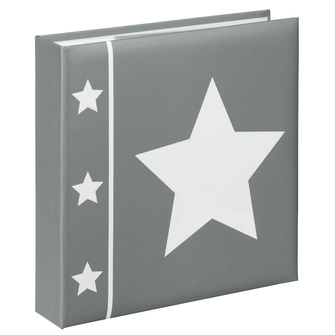 Hama "Skies" Slip-In Photo Album | Memo Album With 100 Pages | For Inserting 200 Photos in 10x15 Format | Star Motif | 22.5cm x 22cm | Grey Photo Book