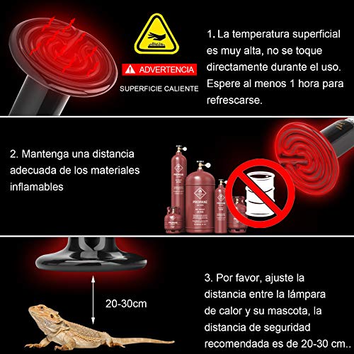 bedee Bombilla de Ceramica Reptil, Lámpara de Calor Infrarrojo de Cerámica de 100 W, Lámpara de Calor para Tortugas/Pollo/Perro/Serpiente/Gato/Mascota sin luz E27 220-240 V