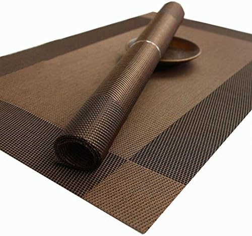 Milnnare 4Pcs/Set Anti-slip Thermal Insulation Placemat Pad Dining Table Mat Accessory, Easy to wash, Heat-Resisting Brown
