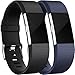 For Fitbit Charge 2 Bands(2 Pack), Maledan Replacement Accessory Wristbands for Fitbit Charge 2 HR, Black Blue Large