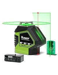 Huepar 621CG   Nivel láser verde, autonivelante, 360 puntos de cruz, herramienta láser, línea horizontal de 360 grados, gran ángulo de ventilador de haz vertical con puntos de arriba y abajo, base giratoria magnética