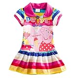 Yuting Little Girls' Summer Peppa Pig Dress,lapel Rainbow Color 1-6t