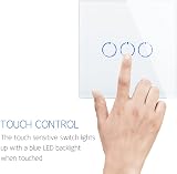 CNBINGO Touch Light Switch 3-Gang White Glass Panel LED Backlight 240V view 5