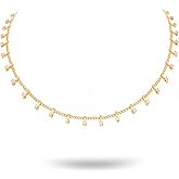 Montana West x Wrangler Gold Plated Choker Necklace for Women, 18k Gold Plated Chain Lightweight Beaded Dainty Jewelry