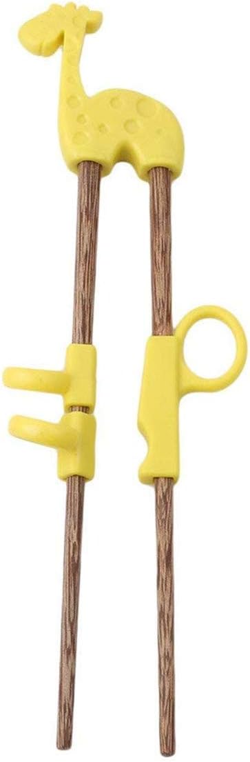Beafavor Multi Animal Style Children Adults Training Chopsticks Reusable Fun Learning Chopstick (Yellow giraffe)