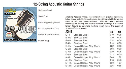 Alice A2012 Stainless Steel Coated Copper Alloy 12-Strings Acoustic Guitar Strings