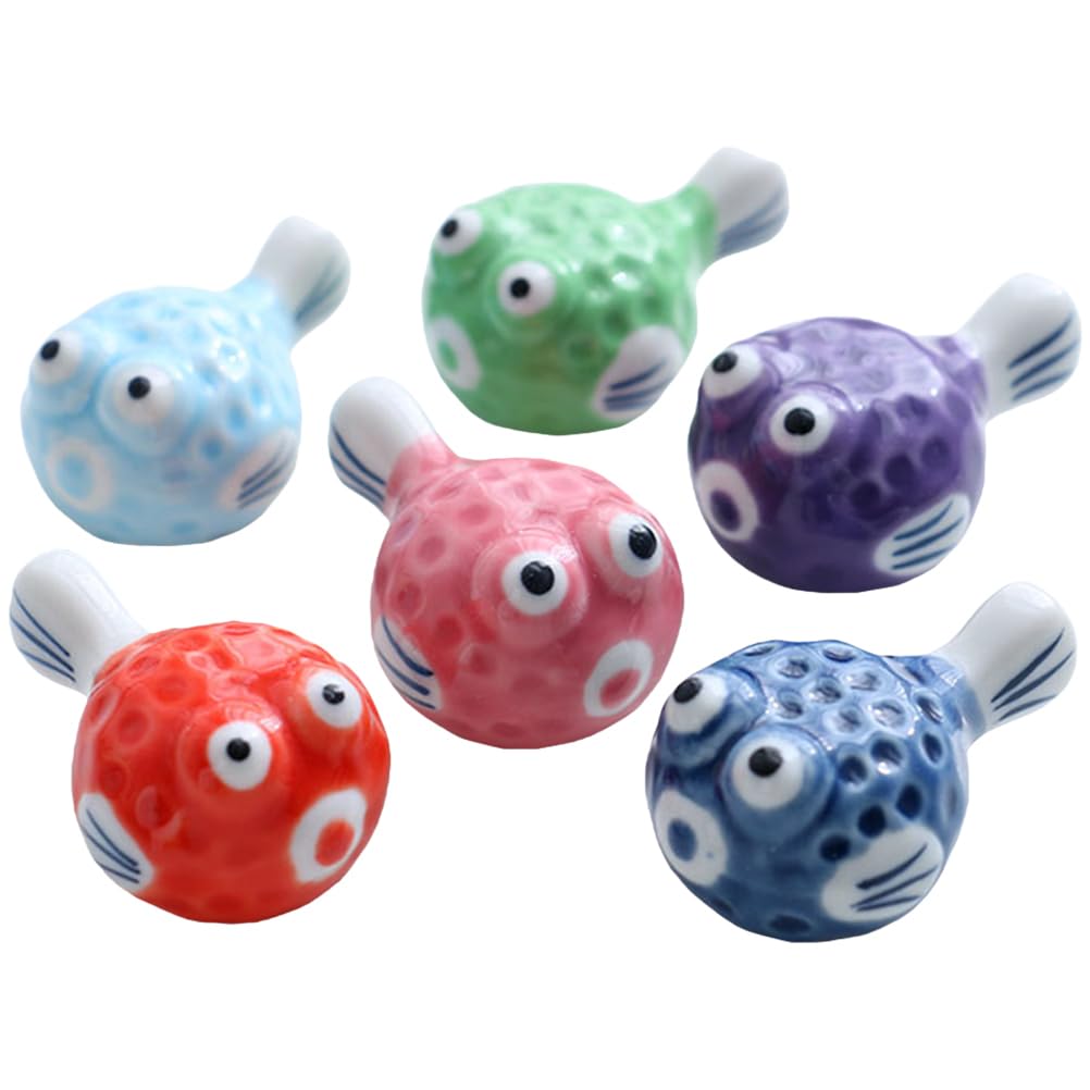 HEMOTON Pufferfish Ceramic Chopstick Holder 1.89X1.26X0.91 Inch Cute Decorative Chopstick Rest for Dining Table Home and Restaurant Use