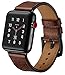 OCYCLONE Compatible for Watch Band 42mm 44mm, Soft Classic Genuine Leather Strap Replacement Bands Compatible for iWatch Series 3, Series 4 for Men - Coffee