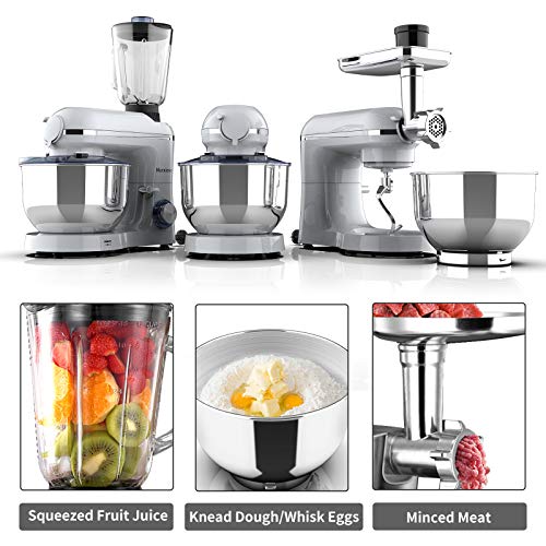 Nurxiovo 3 in 1 Stand Mixer, 850W 6.5QT Kitchen Food Mixer with Tilt