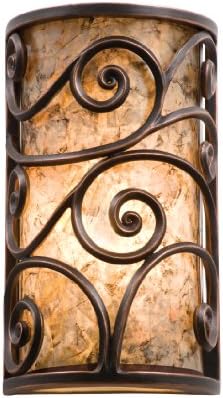 Kalco 5416AC/S247 Windsor 1-Light ADA Wall Sconce, Antique Copper Finish with Stained Mica Shade