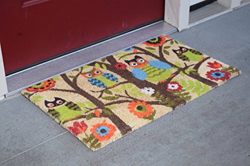 Kempf Forrest Owls Coco Door Mat with Vinyl Backing (22" x 47")