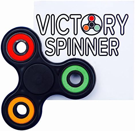 Victory Spinner Original EDC Fidget Toy Ceramic Bearing Premium Fidget Spinner Anti Anxiety ADD Focus ADHD Focusing Best Stress Reducer (Black RGO)
