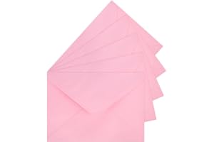 LIKAJON 50 Pack A7 Envelopes, Pink Greeting Card Envelopes Self Seal, 5.24 x 7.24 in Envelopes for Birthday Graduation Baby Shower Wedding Invitation Cards