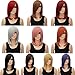 Alacos 40cm Short Bob Style Straight Side Parting Night Club Daily Basic Natural Soft Heat Resistant Wig for Woman + Wig Cap