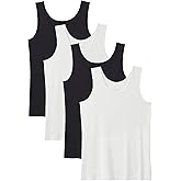 Knuffnee Basic Tank Tops for Women Undershirt Sleeveless Layering Tank Top 4 Pack