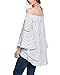 StyleDome Womens Off The Shoulder Tops Stripe Summer 3/4 Bell Sleeve Casual Sexy Blouses BlackM