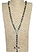 J shine Men Rosary Necklace Stainless Steel Crucifix Pendant & Vintage Chain 8mm Black Bead Gn543s