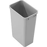 Dowell 50Qt Wastebasket Trash Container, 13Gal, Plastic, Stackable, for Kitchen/Bathroom/Office, Fits Under Sink/Desk - Grey 
