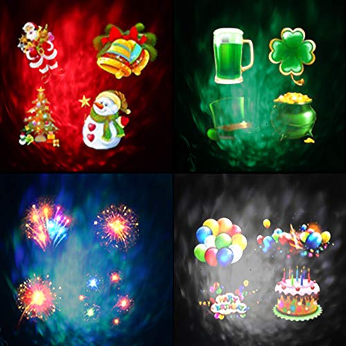 Ocean Wave Christmas Projector Lights, KOOT 2 in 1 Outdoor Waterproof Decoration Light with 12 Switchable Slides Pattern 10 Water Ripple Effect, Landscape Lights for Xmas Halloween Holiday Birthday - Thumbnail 2