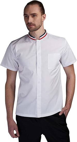 Amazon Co Jp コックコート コック服 半袖 メンズ シェフ 厨房 飲食店 ユニフォーム レストラン 制服 ホワイト ブラック S M L Xl 2xl 3xl 服 ファッション小物