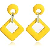 80s Retro Neon Earrings Fashion Bohemian Acrylic Rectangle Earrings Acrylic Square/Oval/Statement Drop Earrings for Women Candy Geometry Earrings Nightclub Statement Party Jewelry