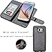 Njjex for Galaxy S6 Case, for S6 Wallet Case, [9 Card Slots] Shimmering Powder PU Leather Folio Flip Magnetic Cover [Detachable][Kickstand] & Wrist Strap for Samsung S6 G9200 GS6 All Carriers - Black