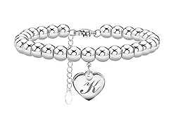 Monily Initial Bracelet for Women Heart Tag Bead