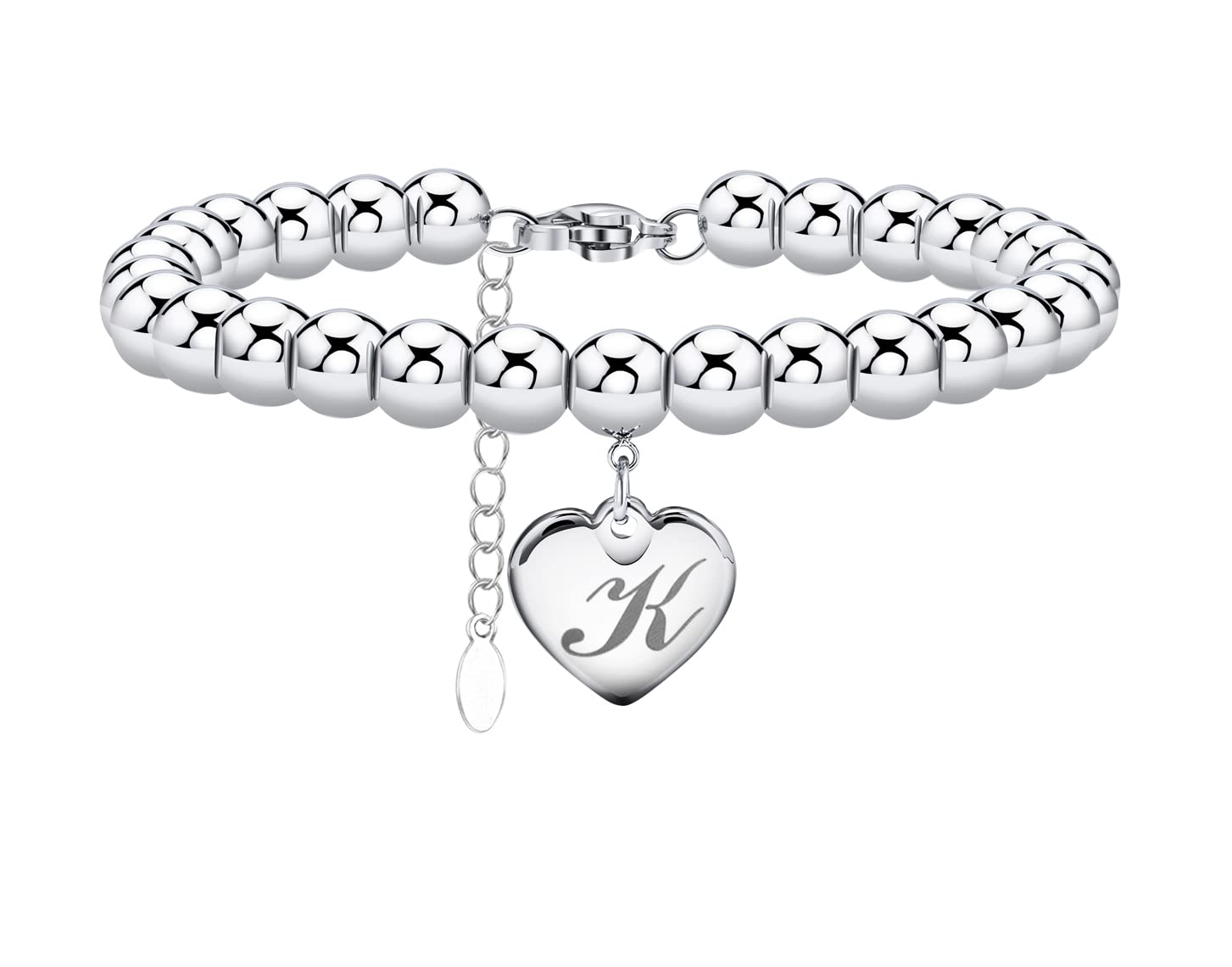 Monily Initial Bracelet for Women Heart Tag Bead