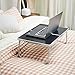 Foldable Laptop Table, Superjare Bed Desk, Breakfast Serving Bed Tray, Portable Mini Picnic Table & Lightweight, Folds in Half with Inner Storage Space - Black