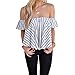BOBIBI Women's Off Shoulder Stripe Casual Blouse Shirt Tops