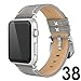 Simpeak Apple Watch Band 38mm, Genuine Leather Replacement iWatch Wristband Sport Strap with Stainless Metal Clasp for Apple Watch Series 3 2 1 Sport and Edition, Grey