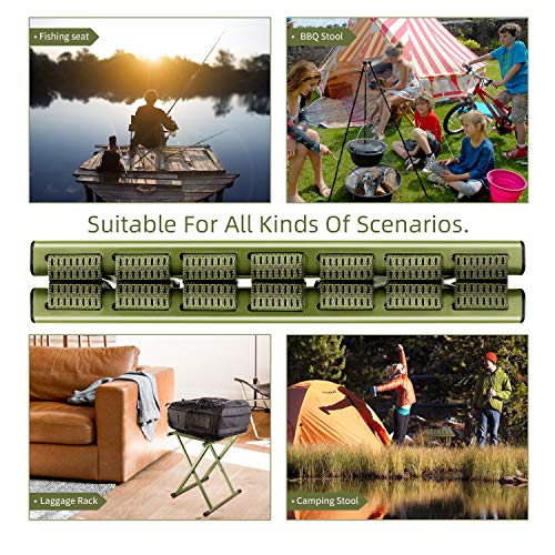 image for E-jades Folding Stool Camp Stools, Extra Wide 17.9 in Height, 650 lb C