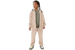 CM C&M WODRO AFUKUIA Girls Solid Jogger Set Active Zipper Long Sleeve Hoodie Sweatshirt and Sweatpants Kid Tracksuit Outfit
