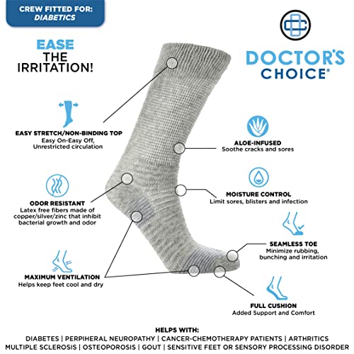 Doctor's Choice Diabetic Socks for Men, Neuropathy Socks for Men, NonBinding, Aloe Infused