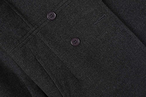 image for Meaneor Women's Look Double Breasted Classic Winter Pea Coat Dark Gray