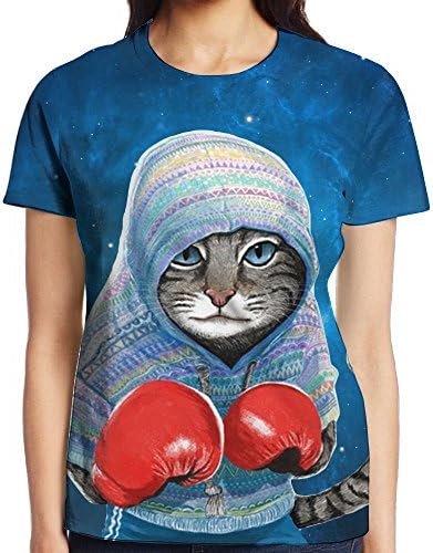 Boxing Cat T-Shirt - Womens Polyester