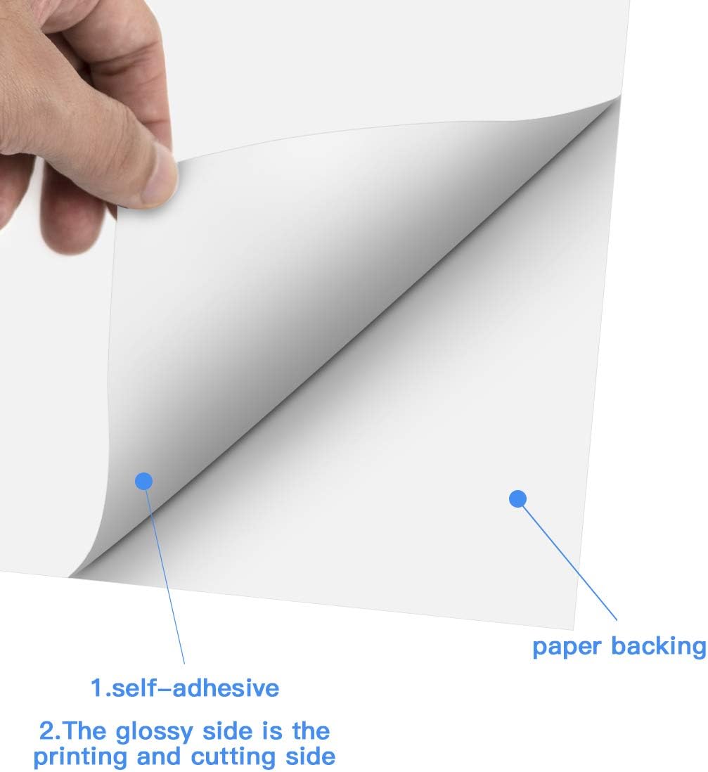 Printable Vinyl Sticker Paper for Inkjet Printer - 8.5"x11" 20 Sheets - Glossy White Printable Vinyl Sheets by JANDJPACKAGING : Office Products