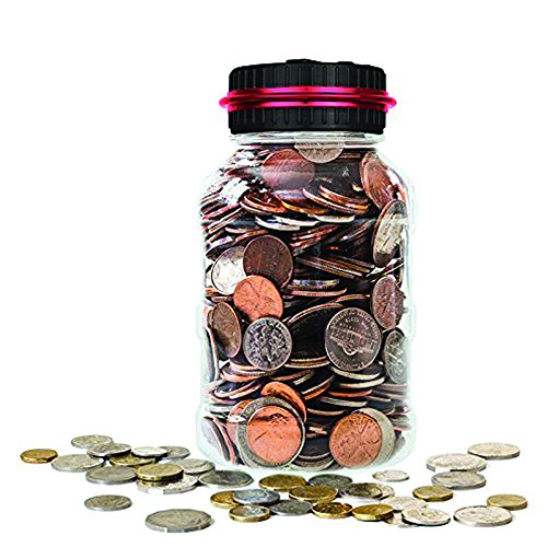 OLICTA Piggy Bank Digital Counting Coin Bank Creative Large Money Saving Box Jar Bank LCD Display Coins Saving Gift (Dollar) (Black-Red)