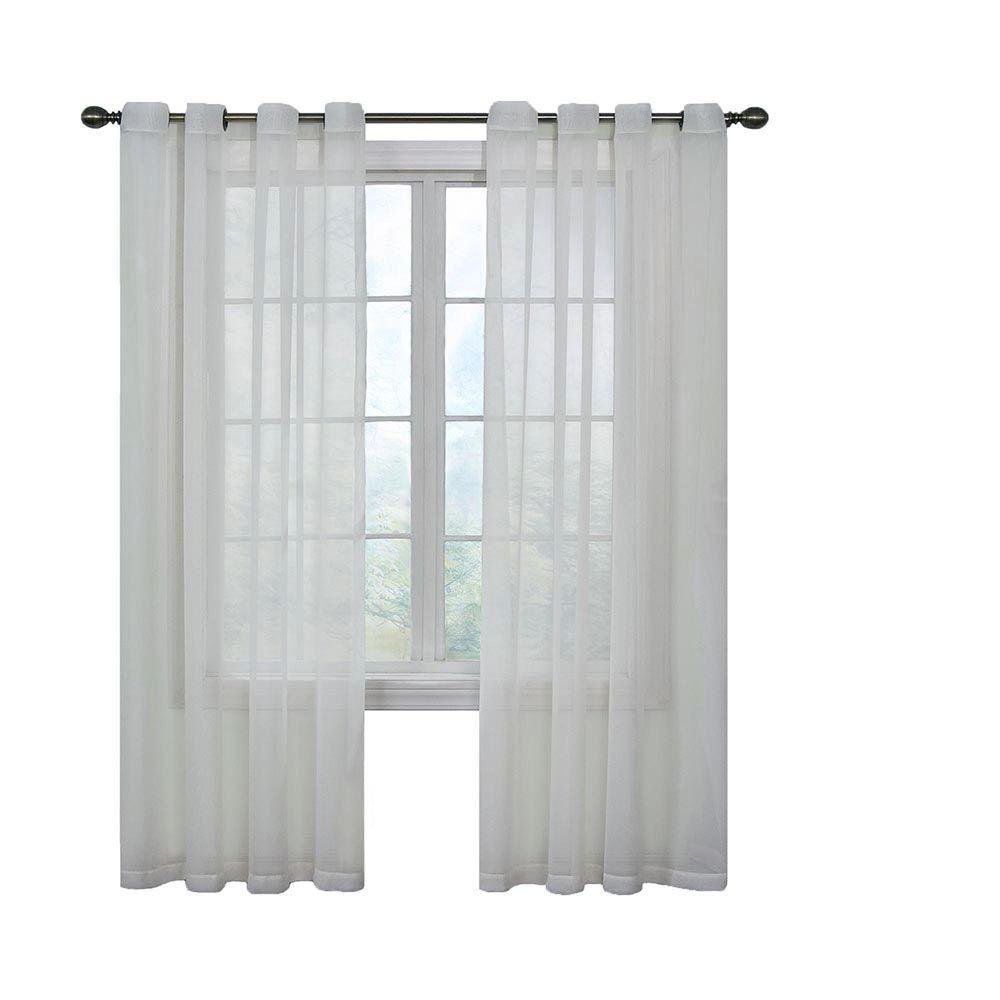 Curtain Fresh 11497059X120WH Arm and Hammer Modern Odor Neutralizing Sheer Voile Light Filtering Grommet Window Curtains for Bedroom or Living Room (Single Panel), 59" x 120", White