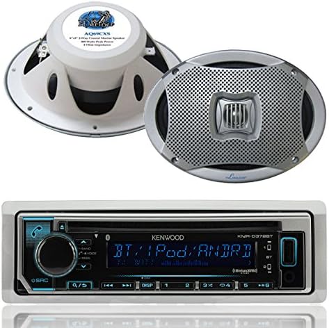 Kenwood Bluetooth USB CD iPod Radio, 2-Enrock 2-Way 6x9 White Marine Speaker Set