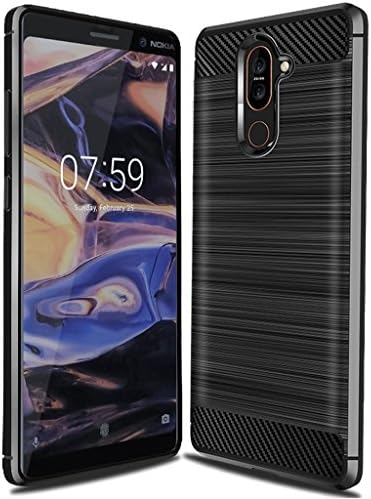Nokia 7 Plus Case, Suensan TPU Shock Absorption Technology Raised Bezels Protective Case Cover for Nokia 7 Plus smartphone (Black)