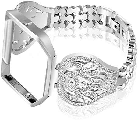 VintgaGood For Fitbit Blaze Bands Wristbands Replacement Bands Metal Bands Bling Bracelet Accessory Watch Band Men Women Bracelet 2 Silver