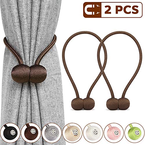 Magnetic Curtain Tiebacks Magnetic Tie Backs Curtain Holdbacks Decorative Magnet Window Hold Curtains Drape Tie Backs for Bedroom Brown 2 Pack