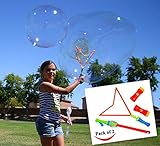 JOYIN 2 Pack Big Bubble Wand Making HUGE Bubbles with Giant Bubble Solution for Summer Toy Party Favor, Outdoor Activity Game, Birthday Gift, Easter Basket Stuffers