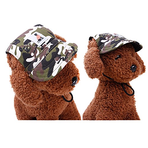 YJYdada Dog Hat, Dog Hat with Ear Holes Summer Canvas Baseball Cap for Small Pet Dog Outdoor (S, Camouflage)