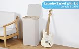 efluky 100L Laundry Basket with Lid Bamboo Handles XL Foldable Light Grey view 9